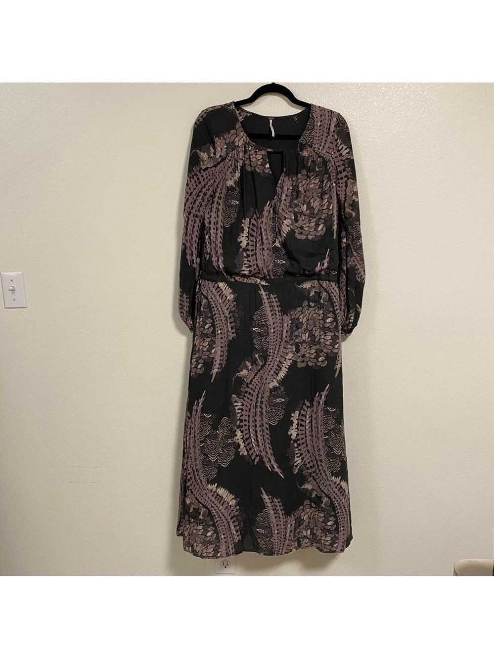 Free People Dress Women’s Size XS Out of the Woods Maxi Dress Raven Multi